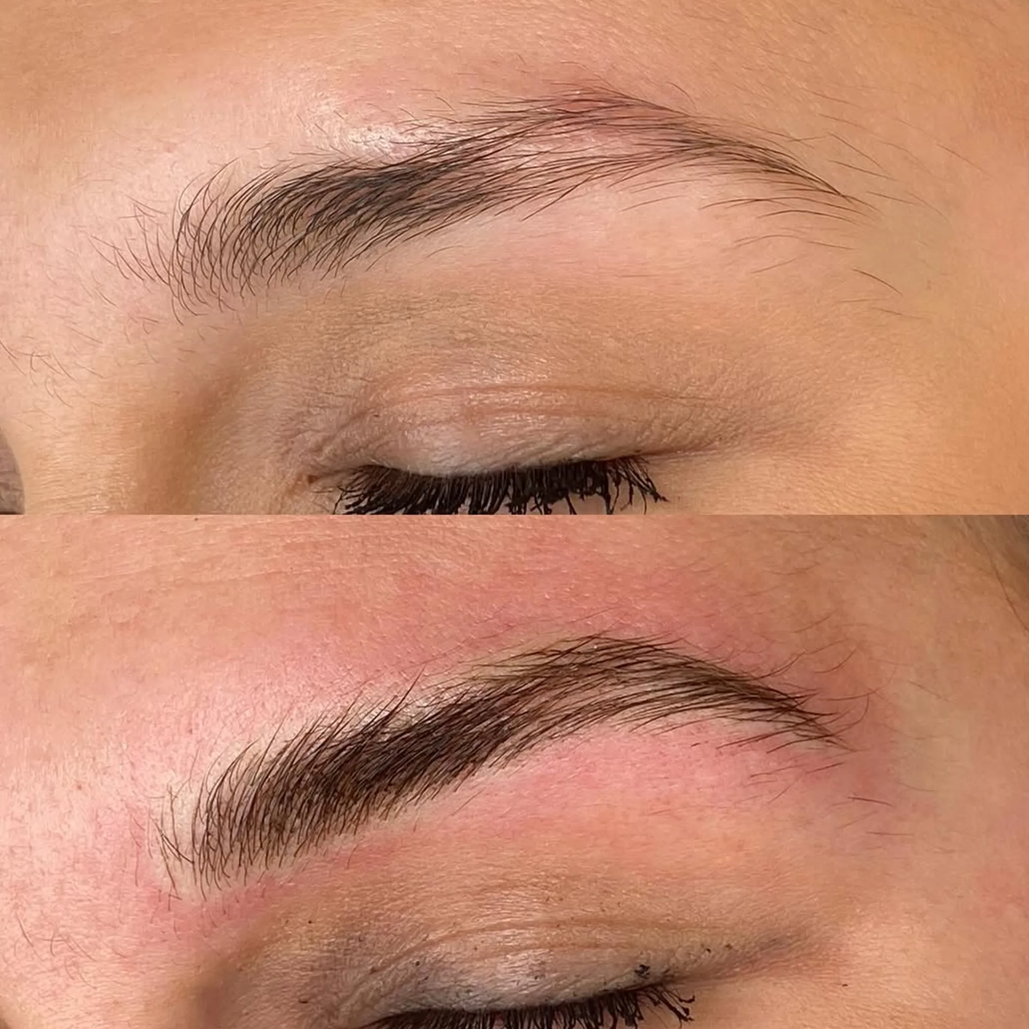 close-up of microblading eyebrow results