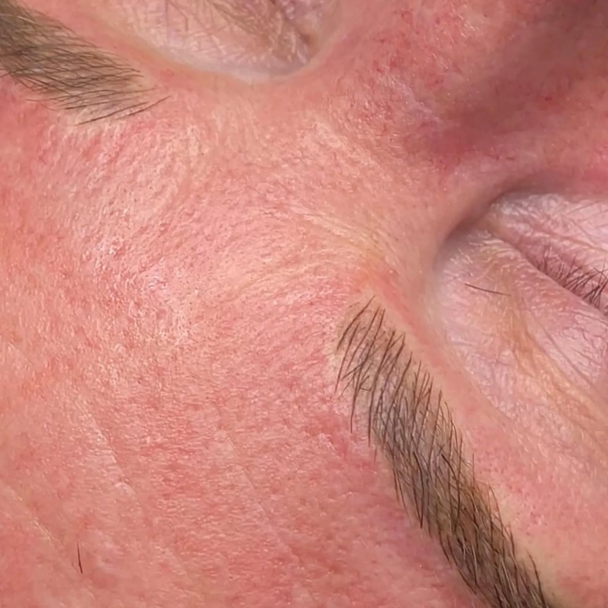 close-up of microbladed eyebrows