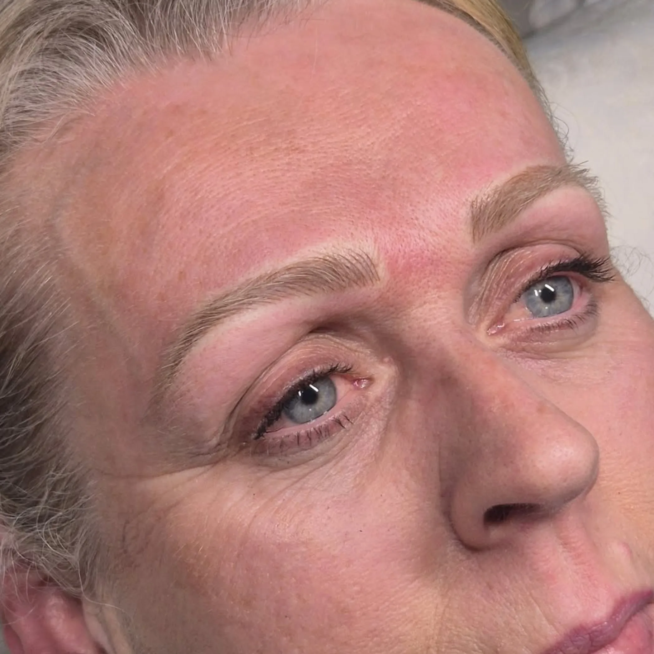 close-up of microbladed eyebrows