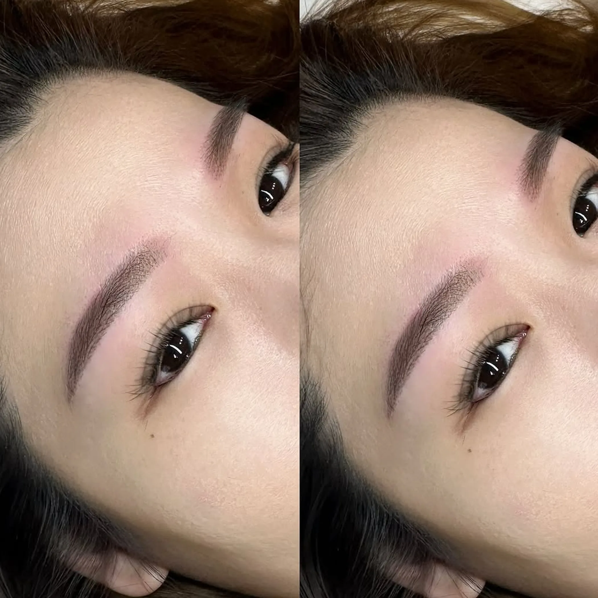 close-up of microbladed eyebrows