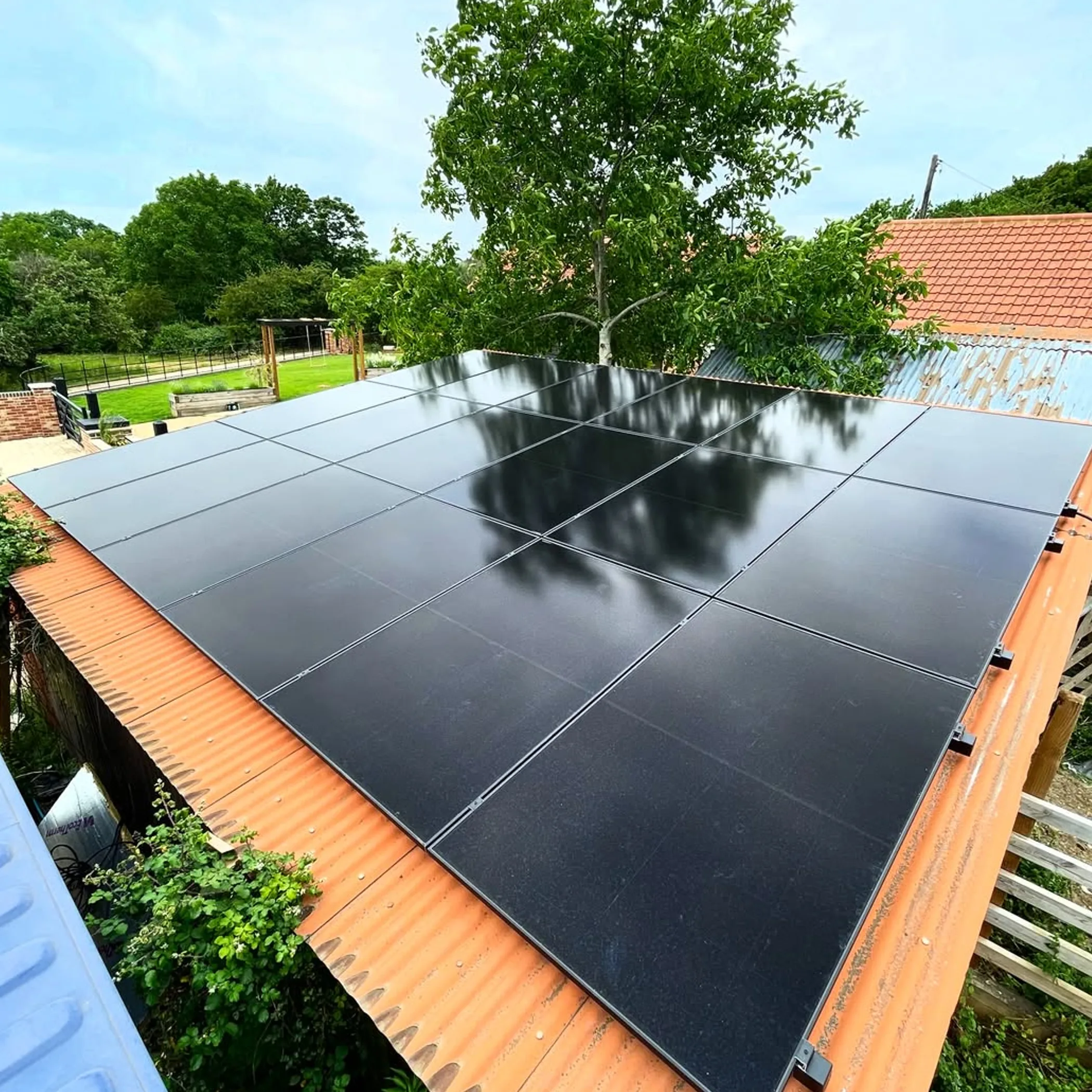 rooftop solar panels on outbuilding